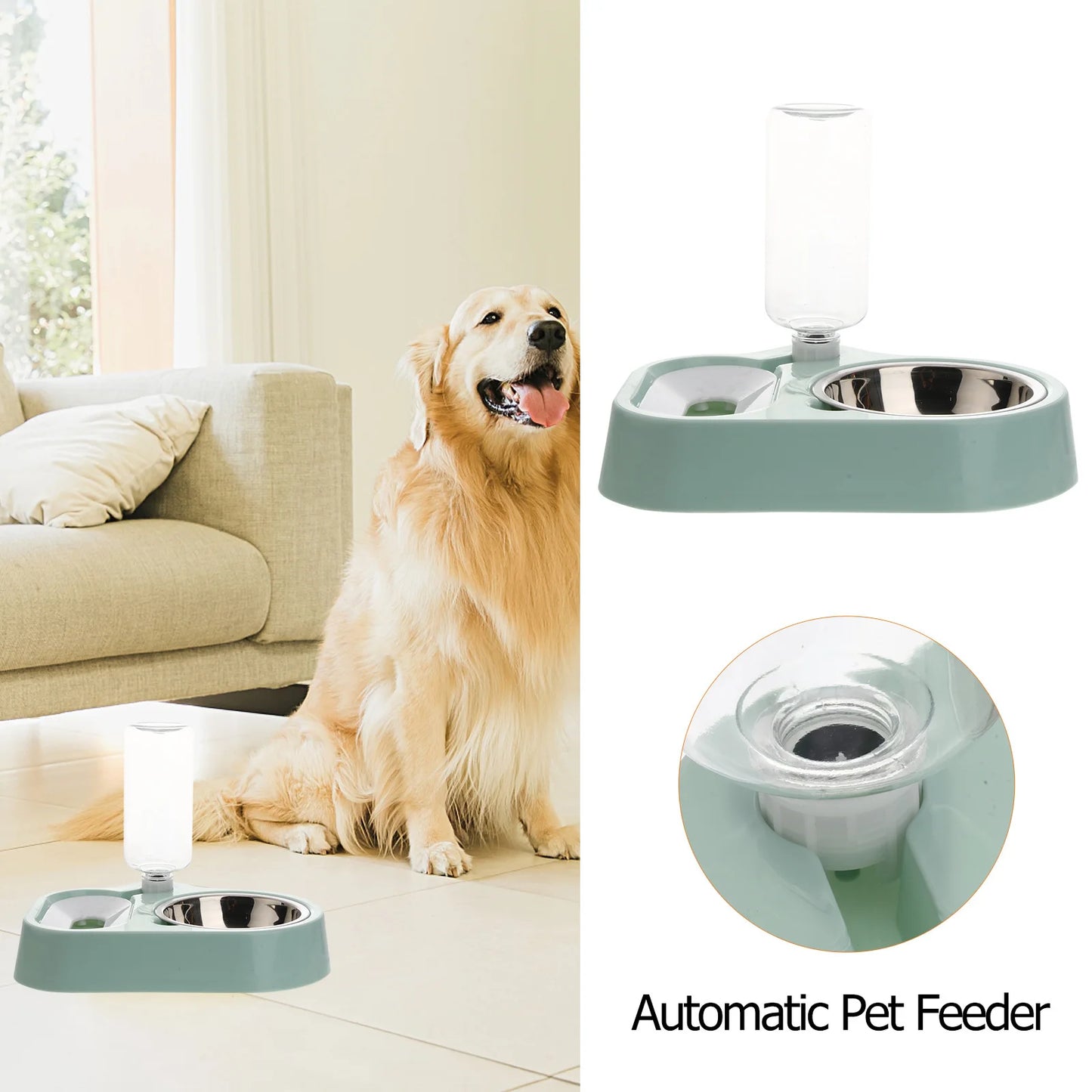 Cat Bowls Pet Food Feeder Automatic Drinking Fountain Tool Water Blue Dispenser