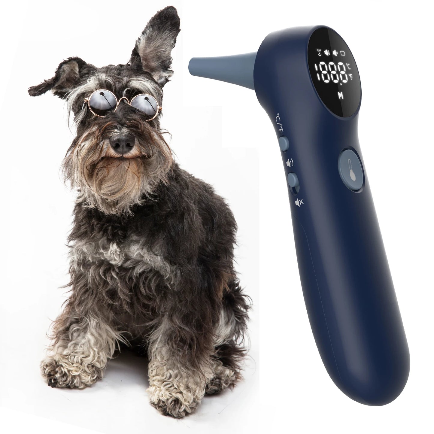 Pet Ear Thermometer for Dogs and Livestock - Includes 20 Pet Swabs, Suitable for Dogs, Cats