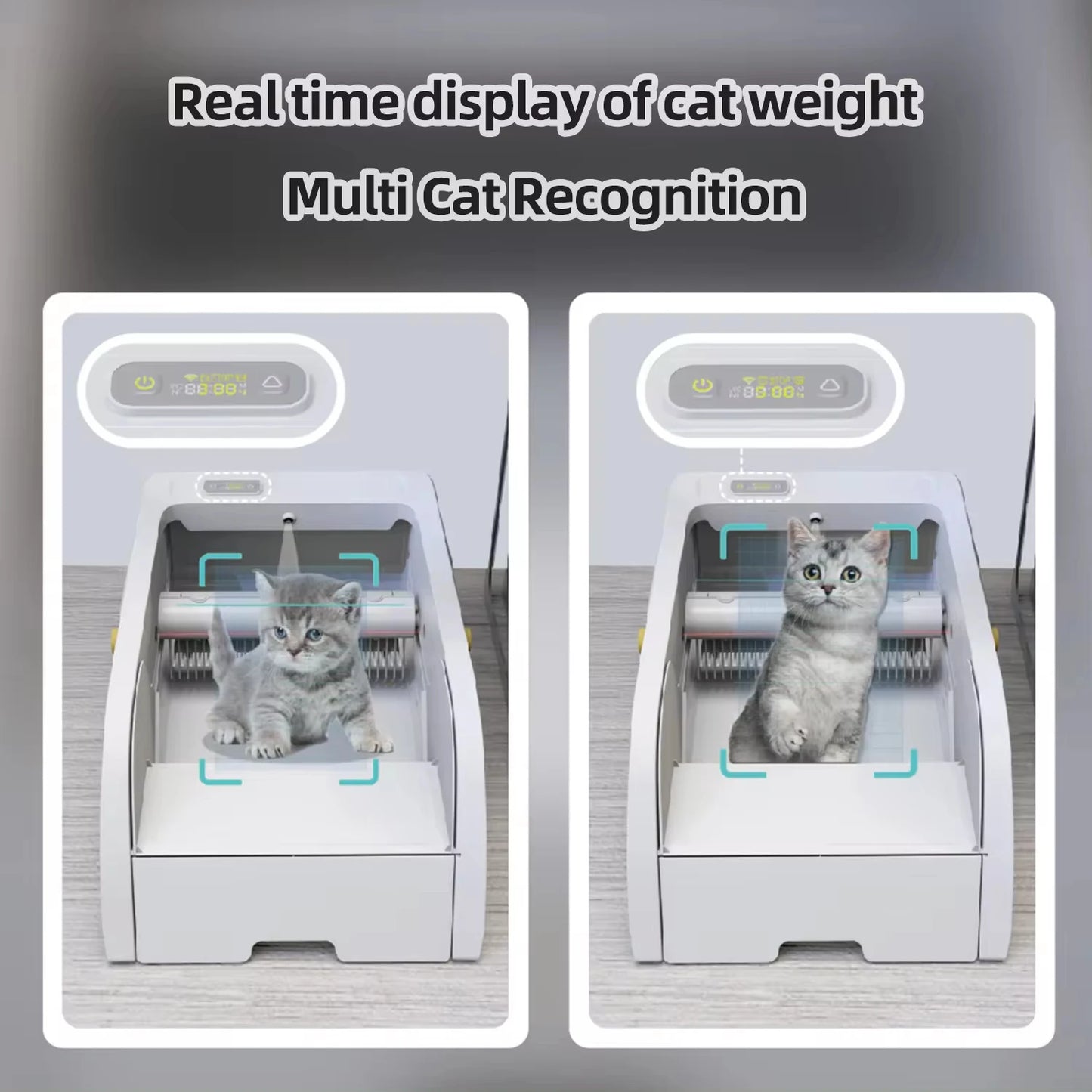 Smart Self-Cleaning Cat Litter Box Semi-Closed Pet Toilet APP Control Plastic Cat Litter Box with Poop Bags