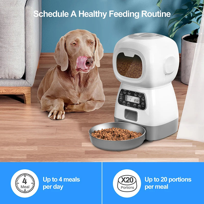 Intelligent Pet Feeder AI Automatic Cat Food Storage Box Creative Robot Dog Feeder Pet Controllable Food Dispenser Voice Call