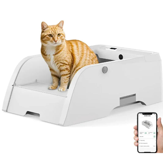 Smart Self-Cleaning Cat Litter Box Semi-Closed Pet Toilet APP Control Plastic Cat Litter Box with Poop Bags