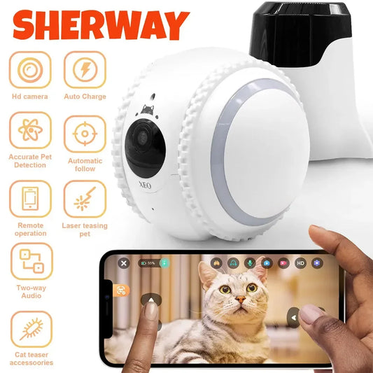 Pet Cat Camera XBO R2 Companion Robot HD Intelligent Voice Recognition Robot AI Wifi Camera Pet Recognition Auto Alarma Robocam