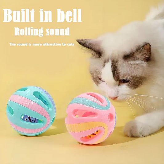 Cat Toys Colorful Splicing Bell Ball Large Cat Toys Cat Self Hi Bell Pet Toys Pet Supplies Random Colors Relieve Boredom