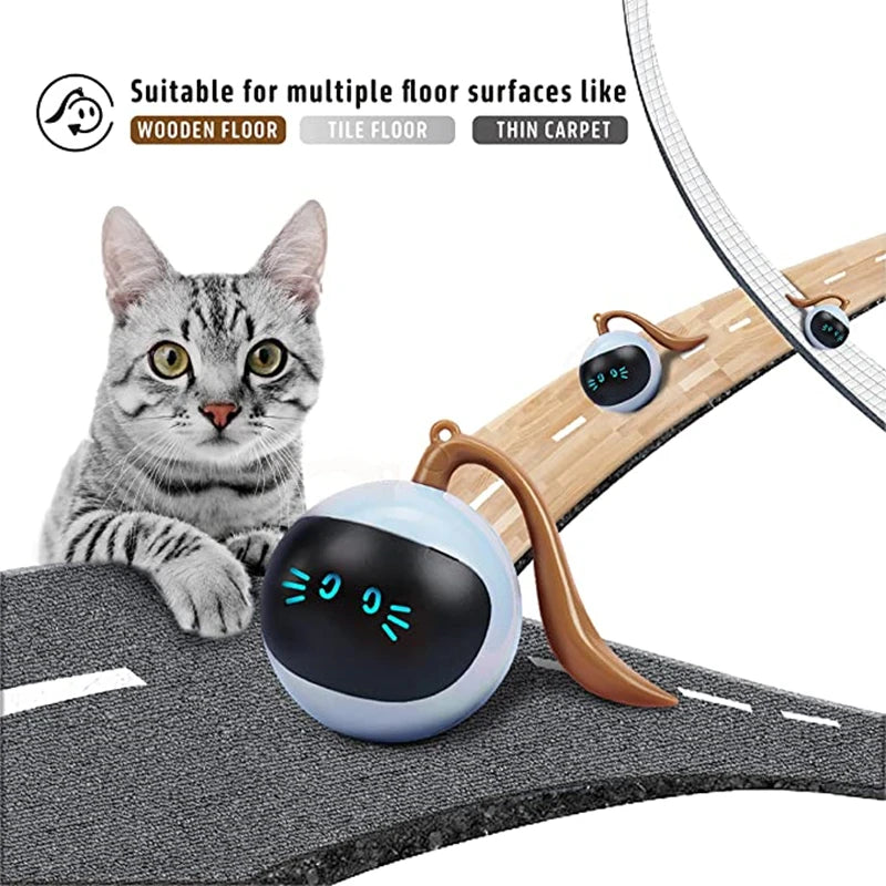 Pet AI Smart Cats Toy Usb Rechargeable Rotation Petanque Ball  Automatically Avoid Obstacles Toys Interactive Games Fun Cat Ball