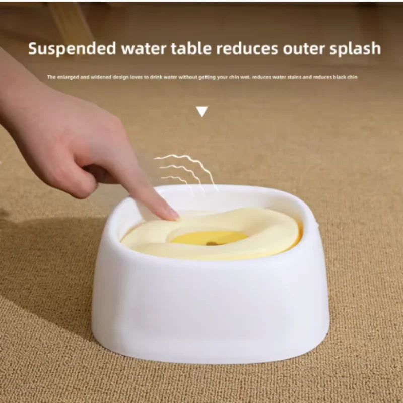 2.2L Large Capacity Pet Water Dispenser Dog Drinking Bowl with Floating No-Spill Design Slow Feeding Non-Wetting Mouth for Cats