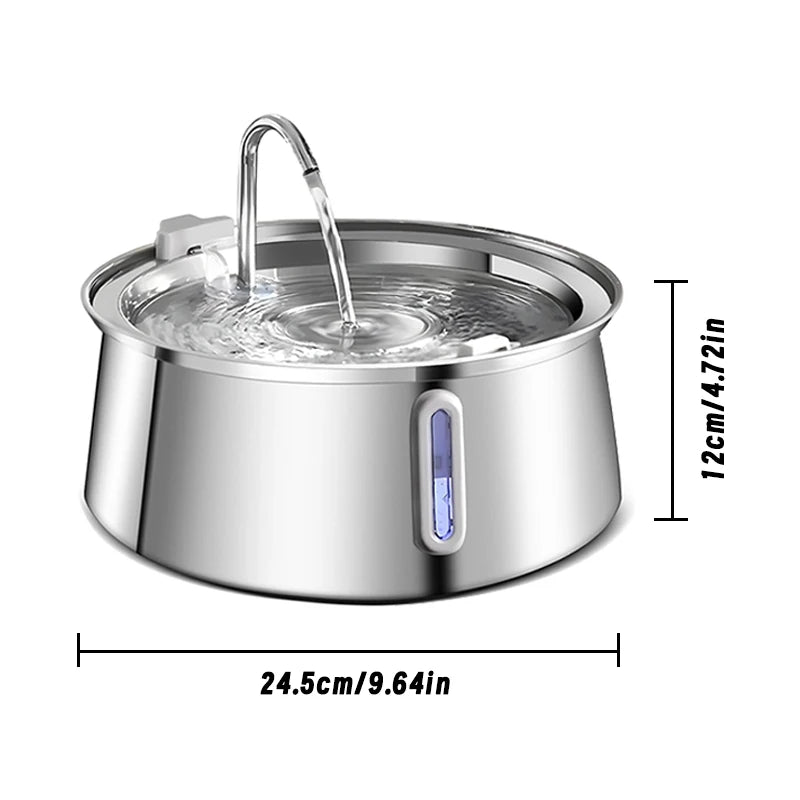 4L Stainless Steel Cat Water Fountain Dog Drinking Bowl Automatic Pet Drinker Water Dispenser for Multiple Pets