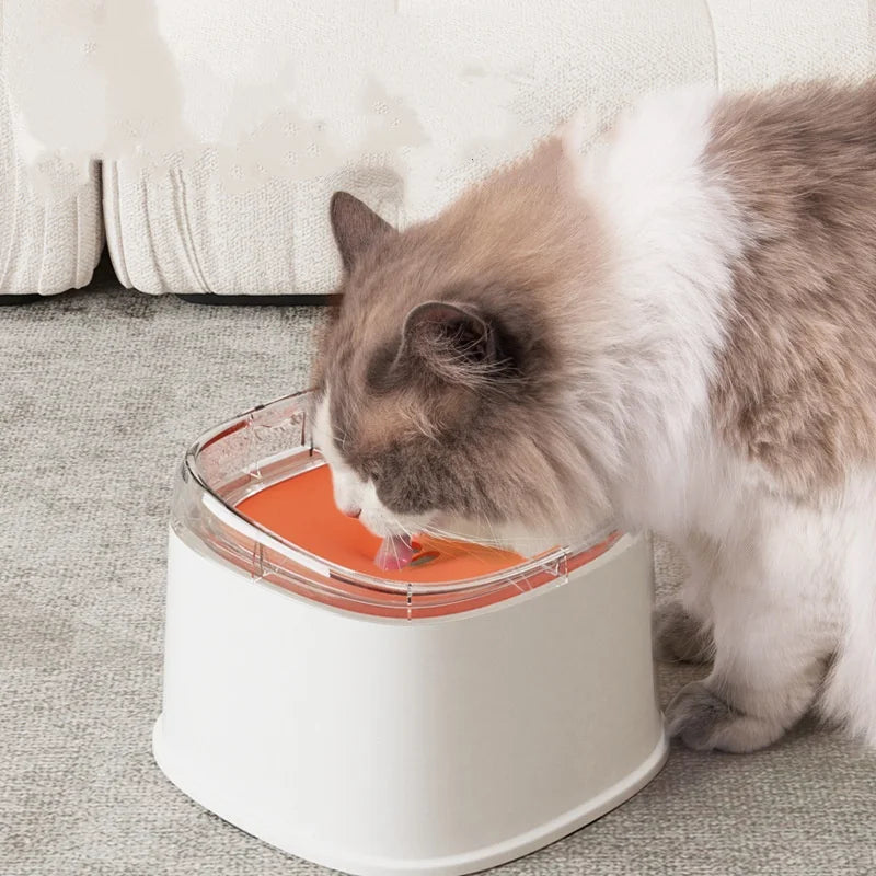 2.2L Large Capacity Pet Water Dispenser Dog Drinking Bowl with Floating No-Spill Design Slow Feeding Non-Wetting Mouth for Cats