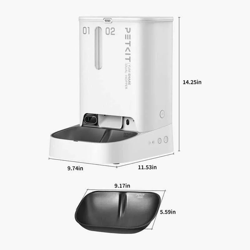 Gemini Dual Hoppers AI Smart Pet Feeder with 1080P HD Infrared Night Vision Camera Remote Interaction