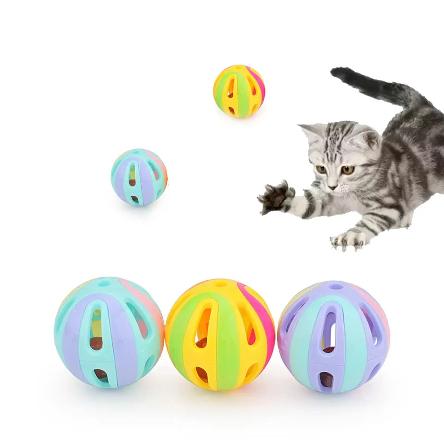 Cat Toys Colorful Splicing Bell Ball Large Cat Toys Cat Self Hi Bell Pet Toys Pet Supplies Random Colors Relieve Boredom