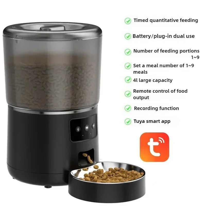 4L Automatic Smart Pet Cat Food Dispenser WiFi Cat Feeder with APP Control for Pet Dry Food Dual Power Supply For Small Dogs
