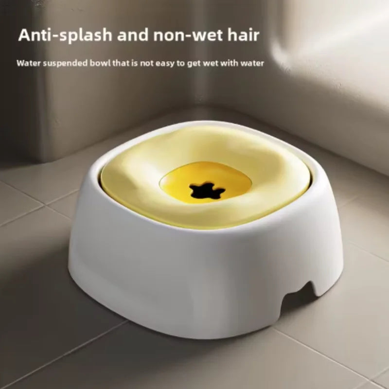 2.2L Large Capacity Pet Water Dispenser Dog Drinking Bowl with Floating No-Spill Design Slow Feeding Non-Wetting Mouth for Cats