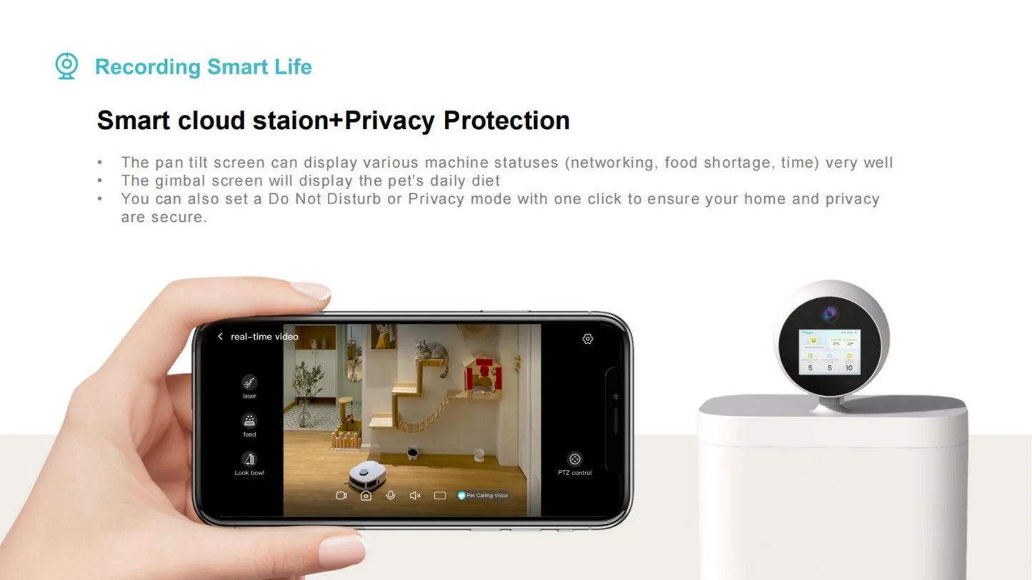 Factory Direct Smart Pet Feeder AI Camera Robot Auto Cat Dog Food Dispenser with App Control for Home Travel