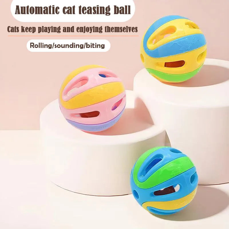 Cat Toys Colorful Splicing Bell Ball Large Cat Toys Cat Self Hi Bell Pet Toys Pet Supplies Random Colors Relieve Boredom