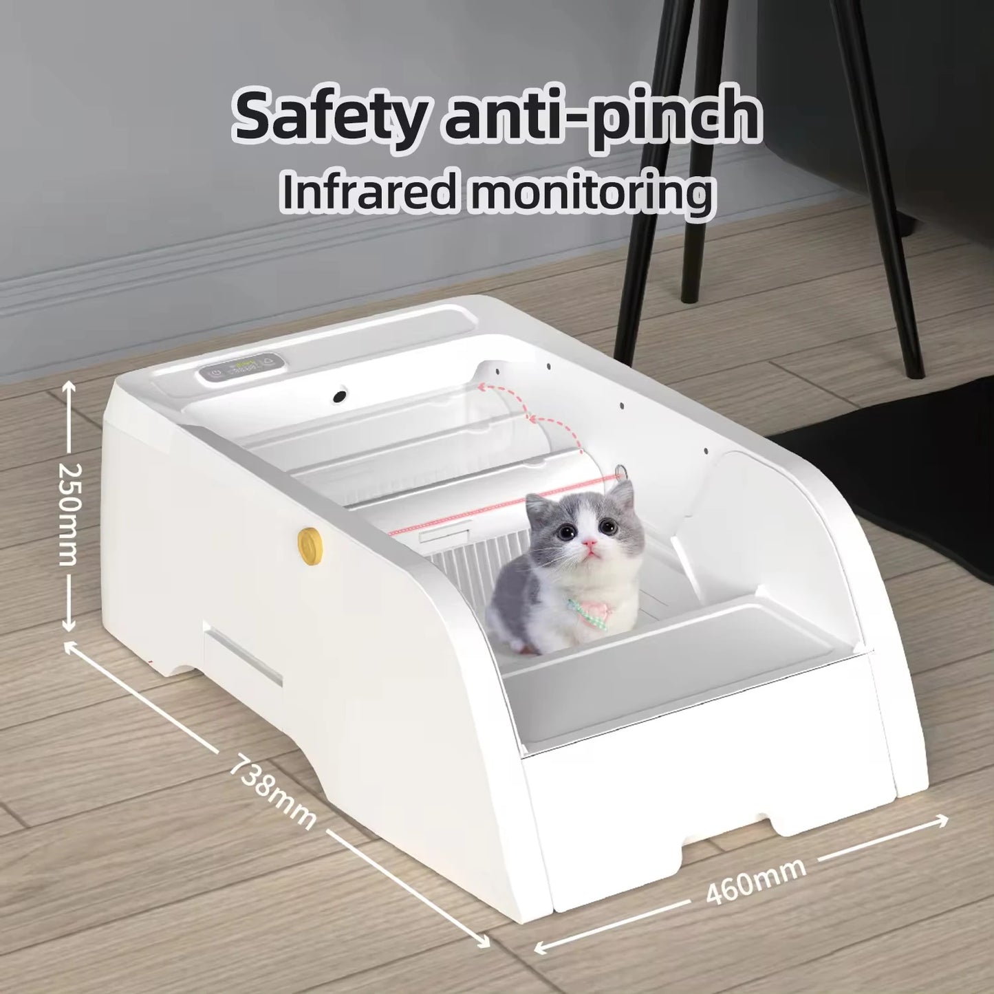 Smart Self-Cleaning Cat Litter Box Semi-Closed Pet Toilet APP Control Plastic Cat Litter Box with Poop Bags