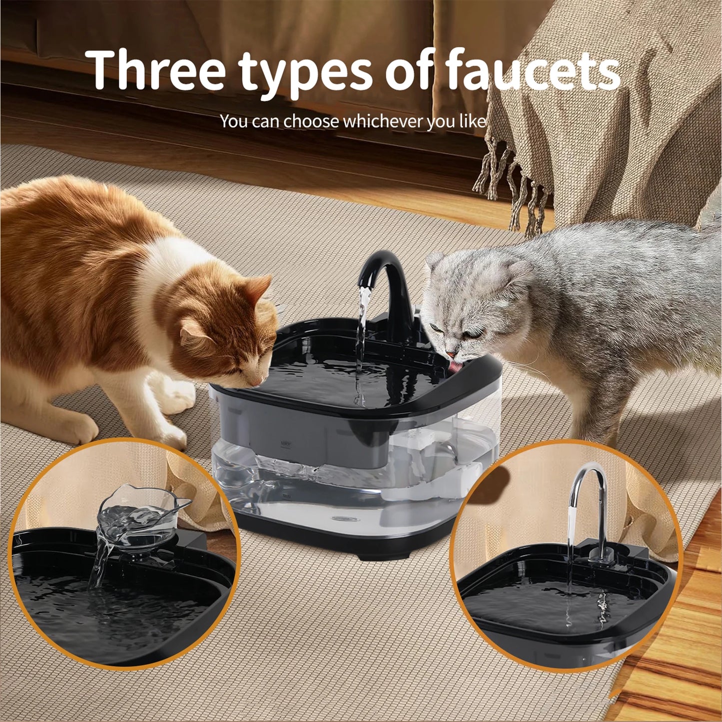 4.5L Large Capacity Canine Cat Dog Pet Circulating Filter Pet Fountain Feeder Automatic Water Dispenser with USB Port for Pets