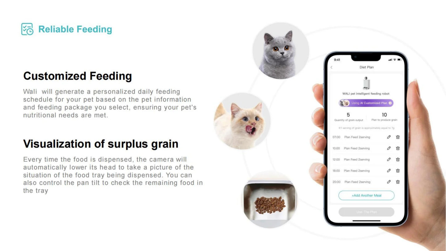 Factory Direct Smart Pet Feeder AI Camera Robot Auto Cat Dog Food Dispenser with App Control for Home Travel