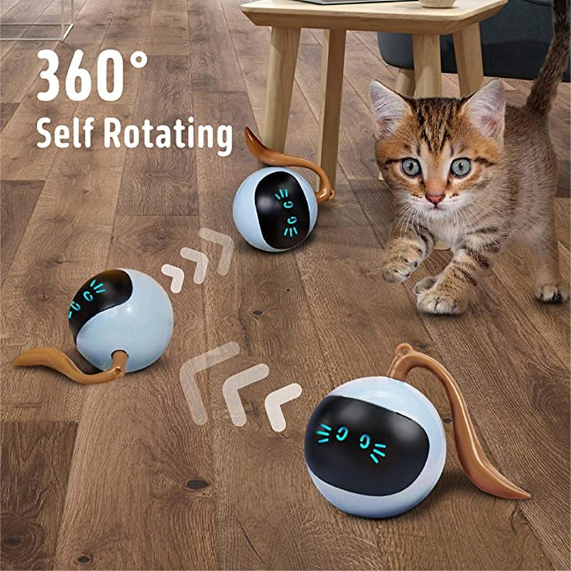 Pet AI Smart Cats Toy Usb Rechargeable Rotation Petanque Ball  Automatically Avoid Obstacles Toys Interactive Games Fun Cat Ball