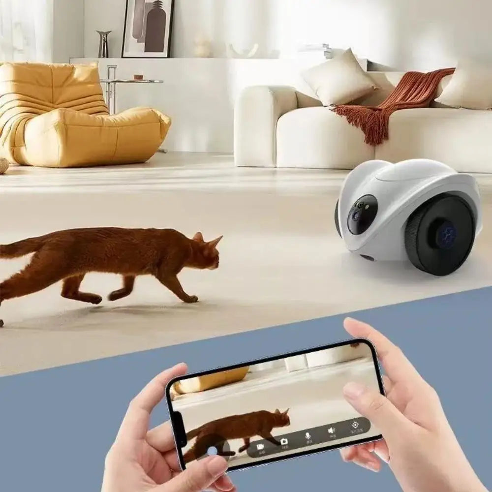 Dual Lens Wifi Camera Robot Pet Interactive Feeder Cam Mobile Auto Tracking Colour Night Vision Two-Way Audio Home CCTV Cameras
