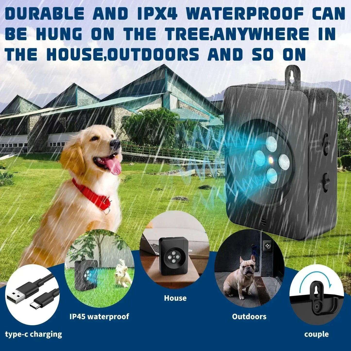 New Pet Anti Barking Device, Automatic Ultrasonic Mini Dog Bark Control Device, 50 Ft Barking Dog Stopper with 3 Modes for Dogs