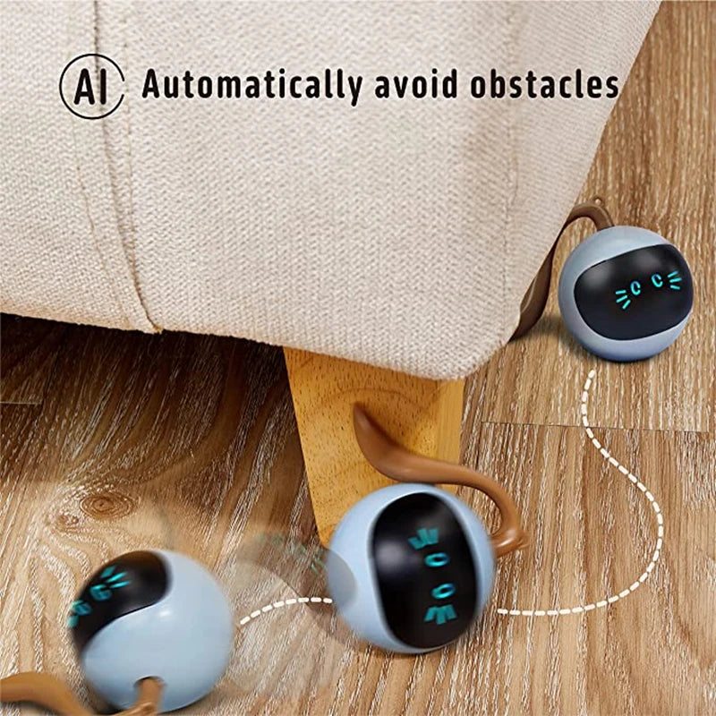 Pet AI Smart Cats Toy Usb Rechargeable Rotation Petanque Ball  Automatically Avoid Obstacles Toys Interactive Games Fun Cat Ball