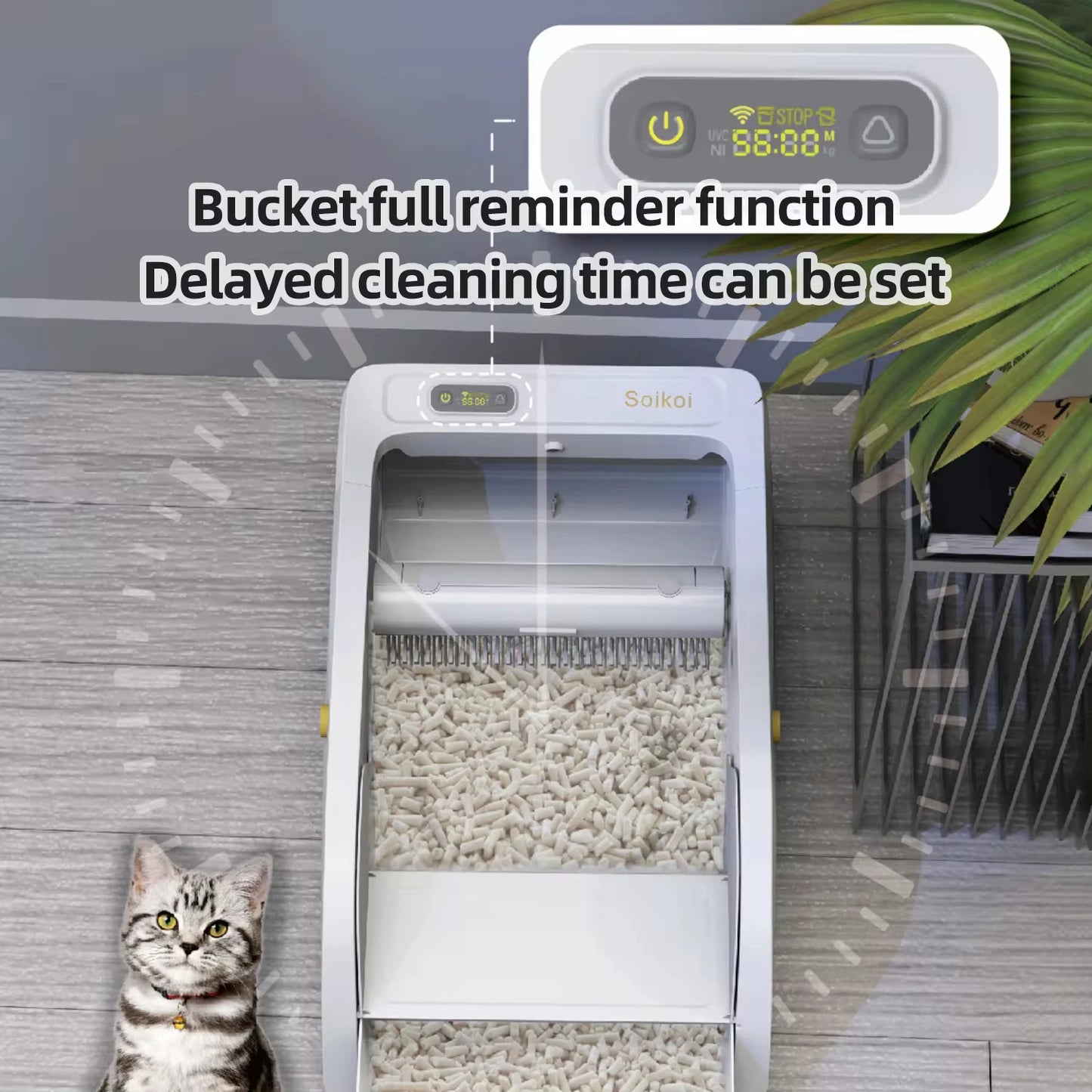 Smart Self-Cleaning Cat Litter Box Semi-Closed Pet Toilet APP Control Plastic Cat Litter Box with Poop Bags